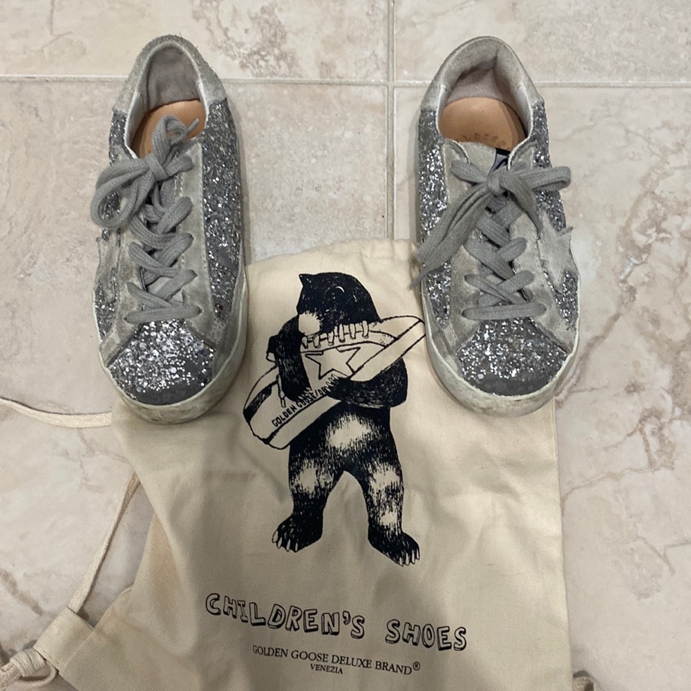 Girls Golden Goose Silver glitter sneakers